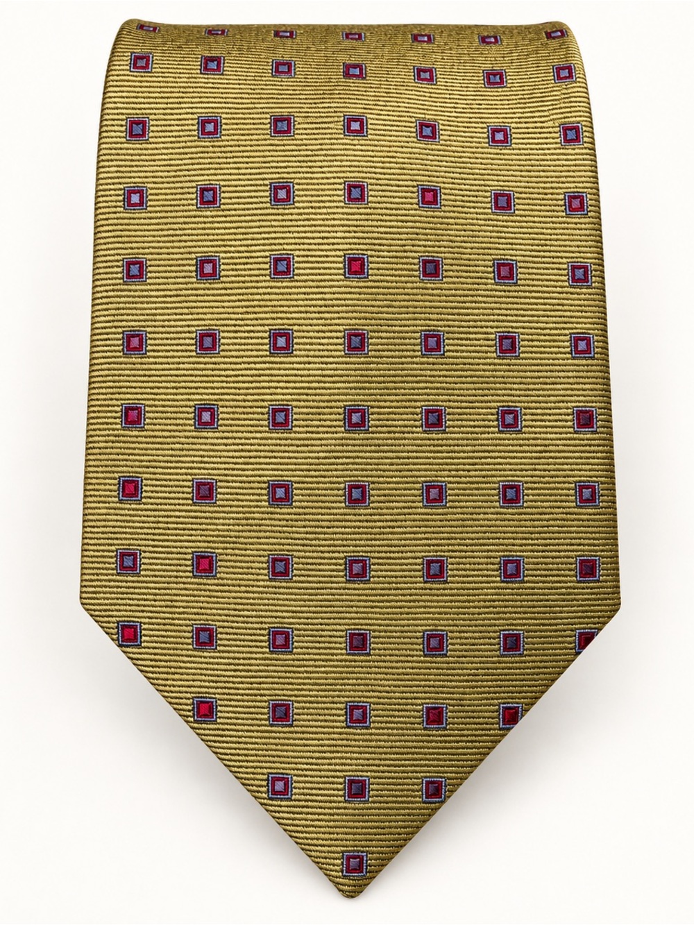 Brooks Brothers Makers Gold Silk Tie Geometric Squares Made in USA